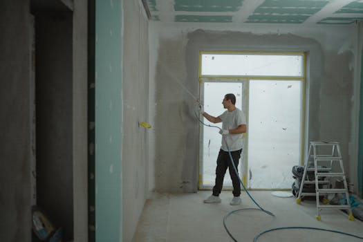Man painting at home