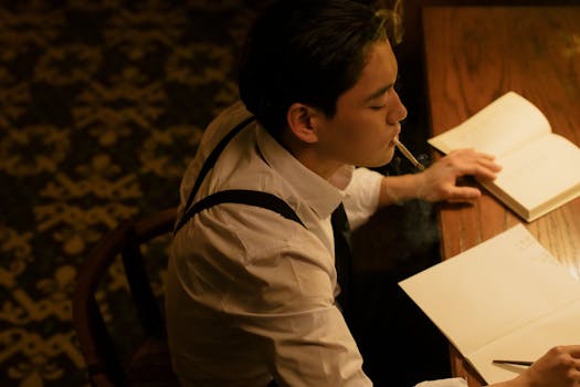 a man writing in a gratitude journal
