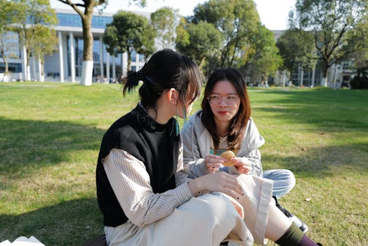friends enjoying an outdoor picnic