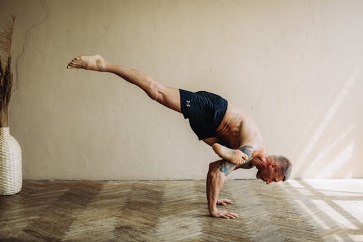 man practicing yoga
