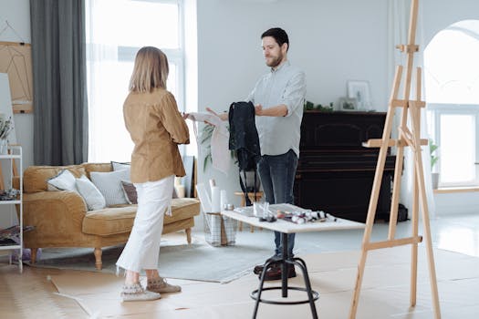 a man painting in a bright studio