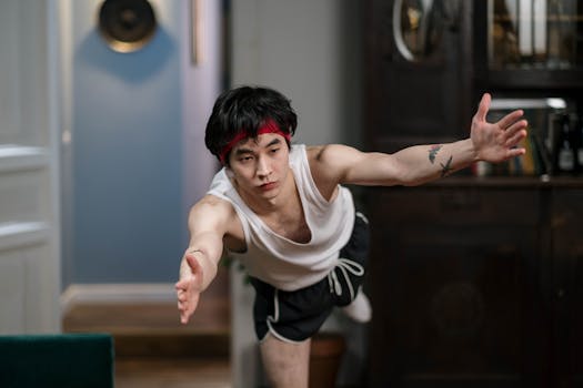 mindful man practicing yoga